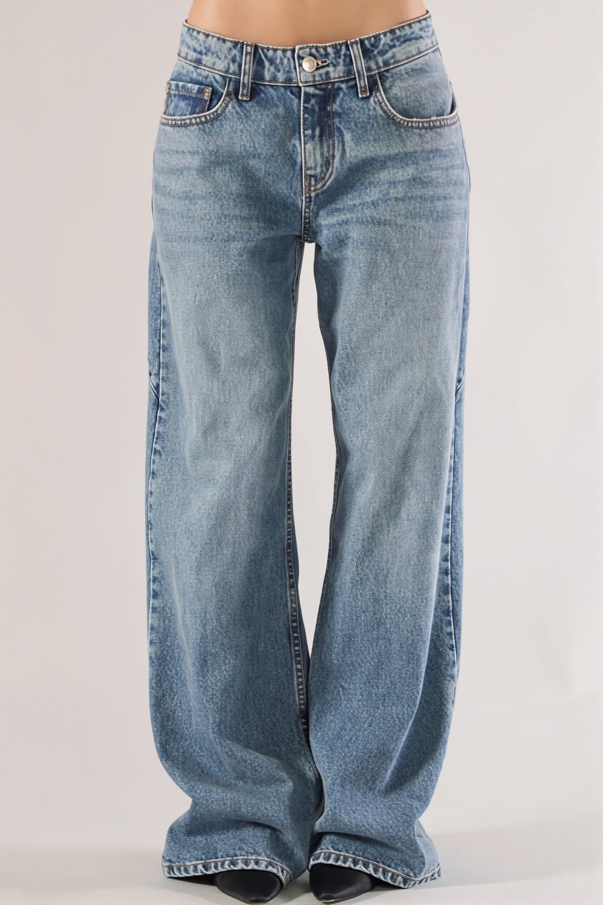 Low Rise Star Spliced Jeans