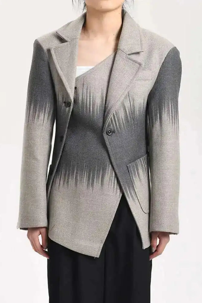 Irregular Button Woolen Blazer