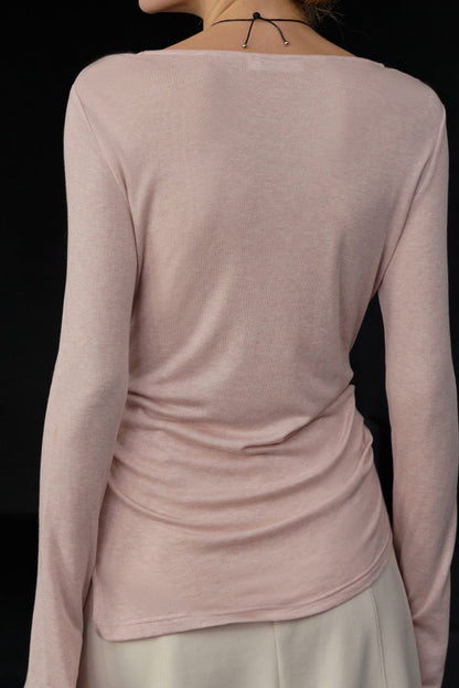 Stylish Wool Tencel Asymmetrical Hem Fitted Base Layer