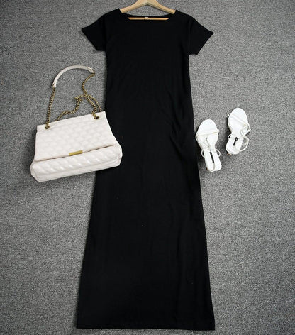 Boat Neck Dolman Sleeve Oversized Pocket Maxi Shirt Dress