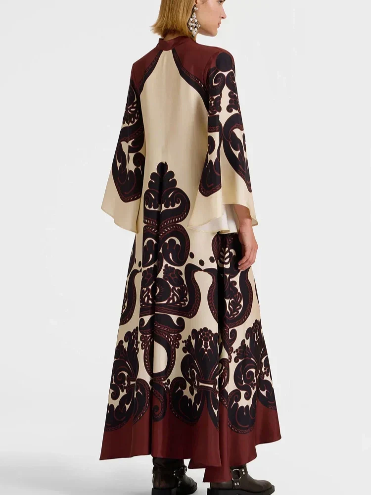 Botanical Print Spaghetti Strap Satin Slip Midi Dress