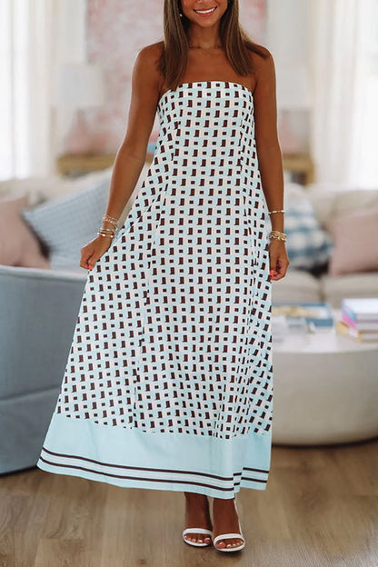 Strapless Color Block Loose Fit Maxi Dress