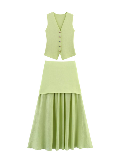 Renee Button Midi Skirt Set