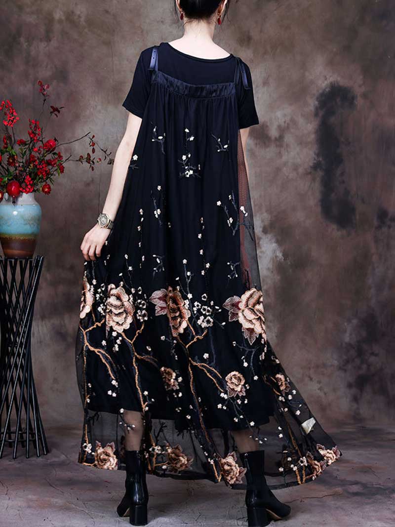 Square Neck Wide Strap Floral Print Maxi Salopette Dress