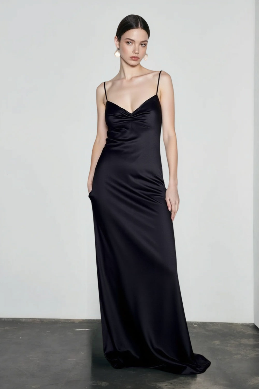 Sweetheart Spaghetti Strap Satin Bodycon Maxi Slip Dress