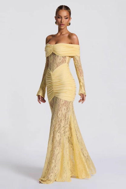 Black Lace Slim Maxi Elegant Party Dress