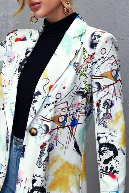 Graffiti Print Vintage Blazer