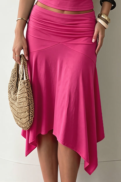 Chic Solid Ruffle Hem Midi Skirt