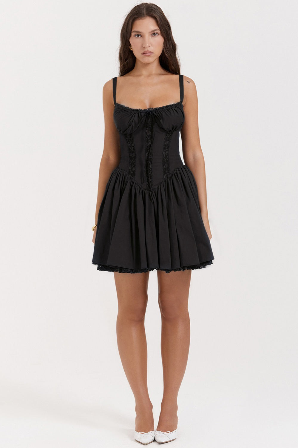 Allure Lace Trim Solid Slip Dress
