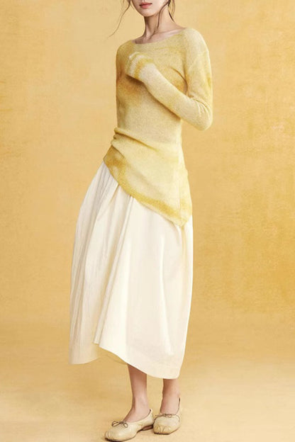 Soft Deconstructed Print Knit Top