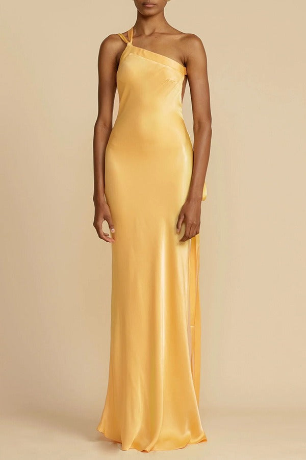 Satin One Shoulder Bodycon Dress