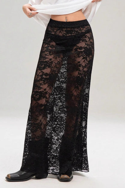 High-Waist Lace Bodycon Skirt