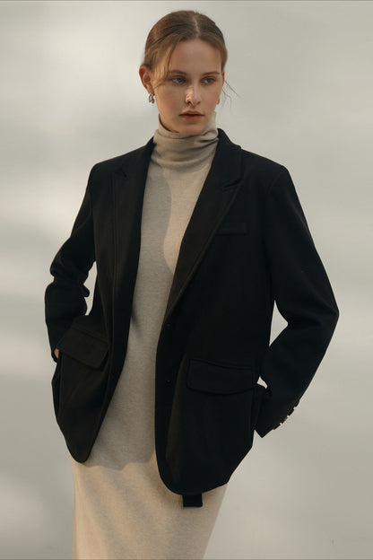 Vintage Inspired Solid Notch Lapel Blazer