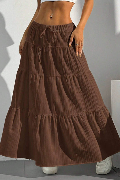 Tiered Drawstring Maxi Skirt