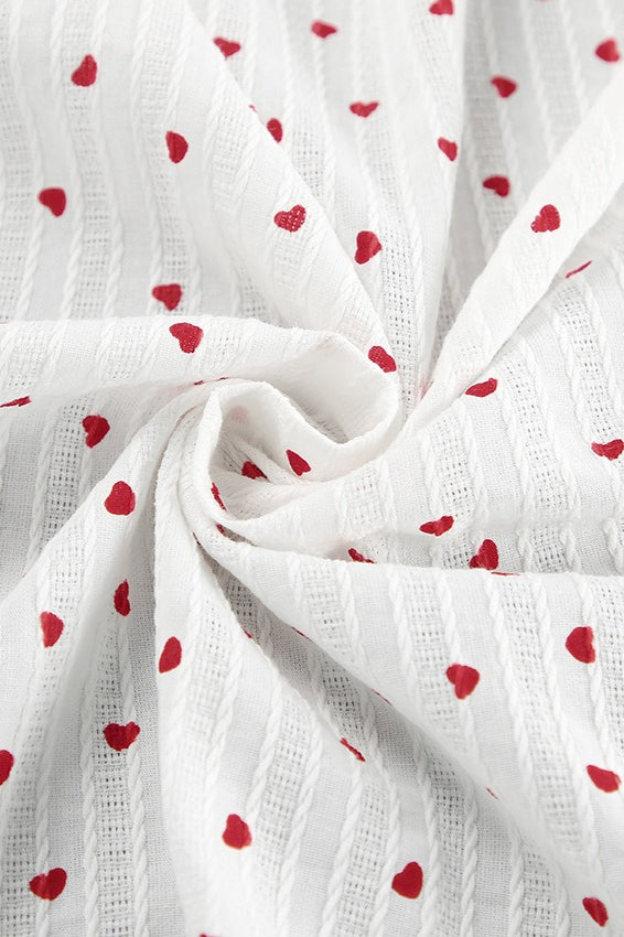 White Cotton Heart Print V-Neck Wrap Maxi Dress
