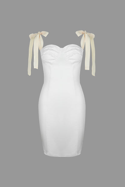 Bustier Tie Shoulder Strap Structured Seam Bodycon Mini Dress