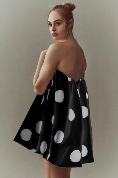 Polka Dot Strapless Bodycon Mini Dress