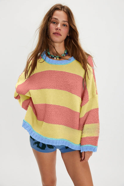 Loose Fit Striped Pullover Sweater