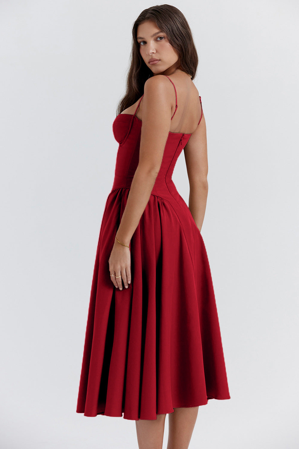 Elegant Vintage Cami Bodycon Midi Dress