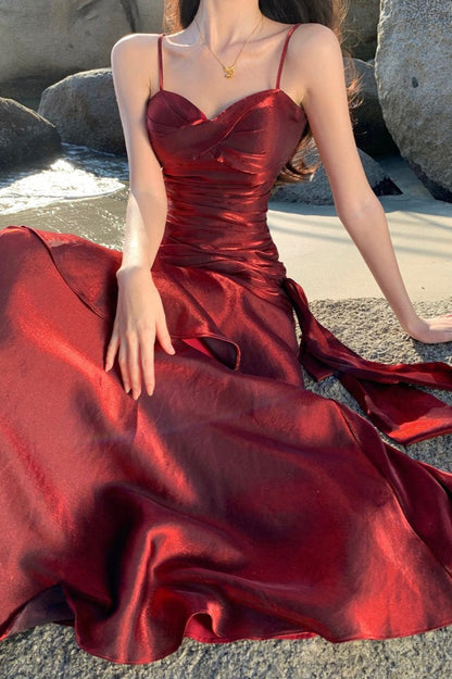 Satin Ruffle Trim Party Dress