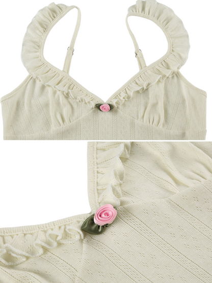 Ethel Ruffle Trim Knit Crop Top