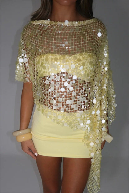 Solid Shimmer Sequin Cover-Up Skirt Set