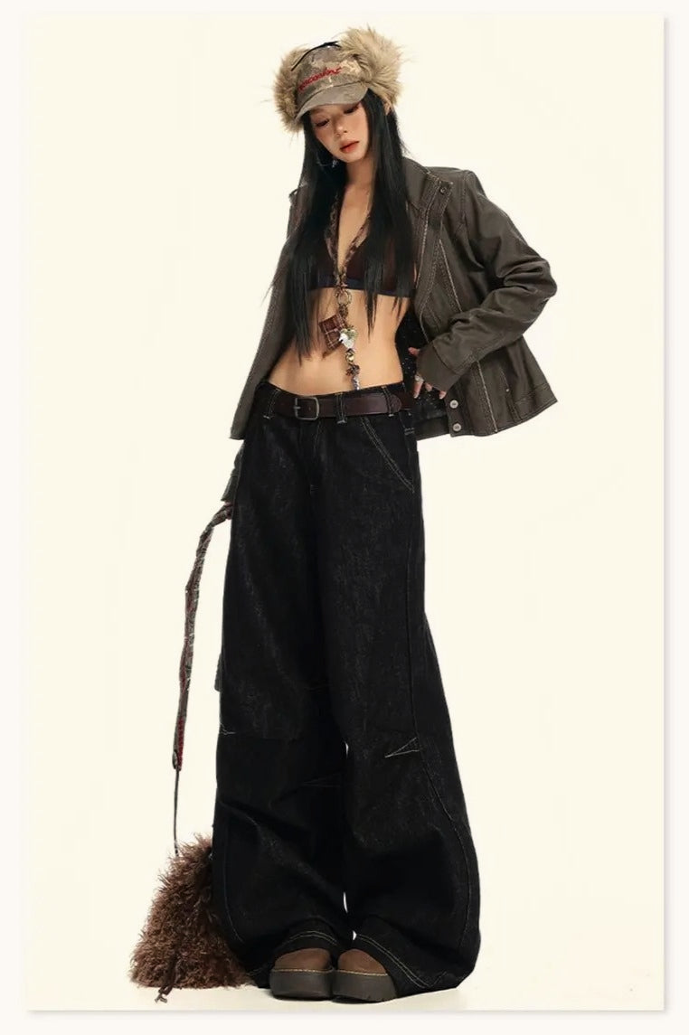 Wide-Leg Drapey Jeans