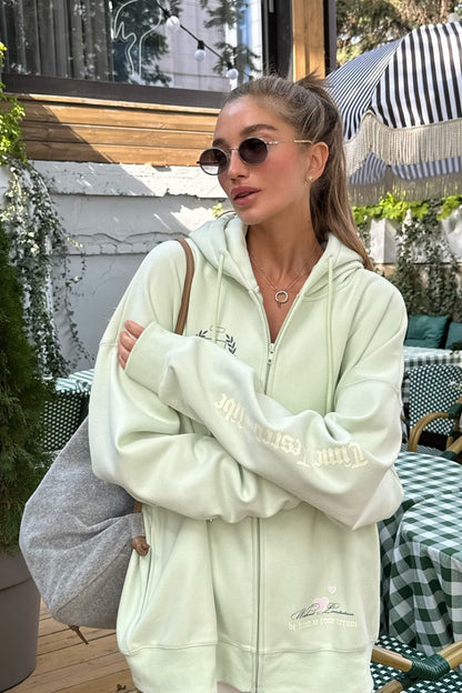 Retro Embroidered Zip-Up Hoodie