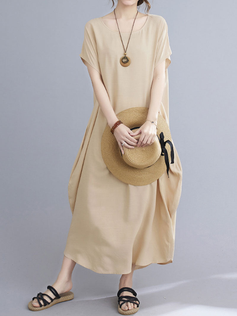 Square Neck Cap Sleeve Rib Knit Midi Dress