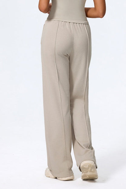 Relaxed Straight Leg  High Waist Knit Pants