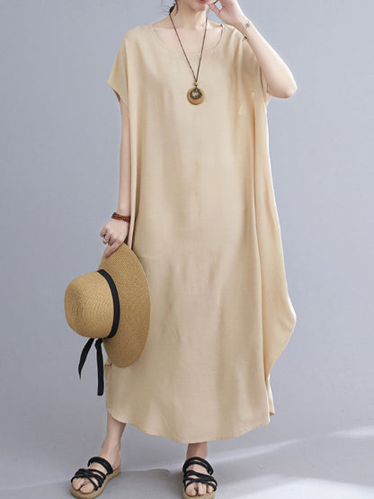 Square Neck Cap Sleeve Rib Knit Midi Dress