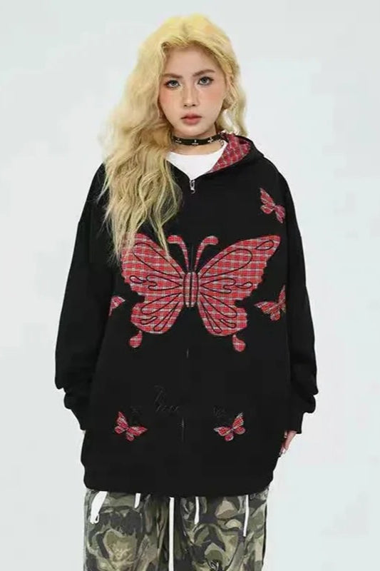 Gothic Butterfly Print Hoodie