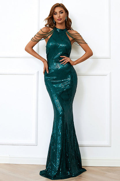 Halter Neck Sequin Charming Mermaid Prom Dress