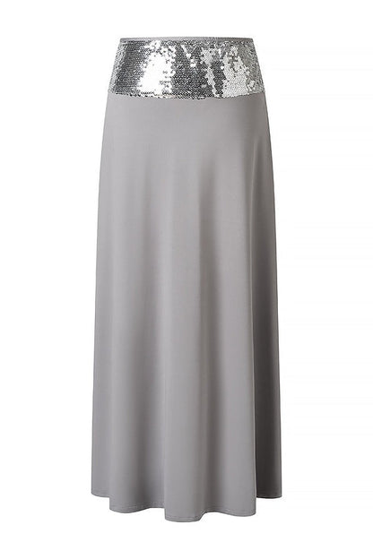 Solid Sequin Panel Backless Skirt Set