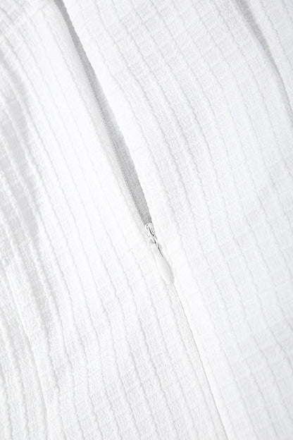 White Faux Fur Bodice Asymmetric Hem Dress