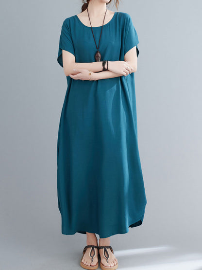 Square Neck Cap Sleeve Rib Knit Midi Dress