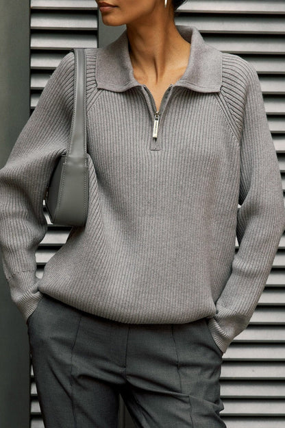 Polo Collar Knit Pullover Sweater