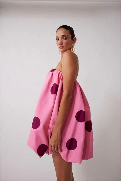 Polka Dot Strapless Bodycon Mini Dress