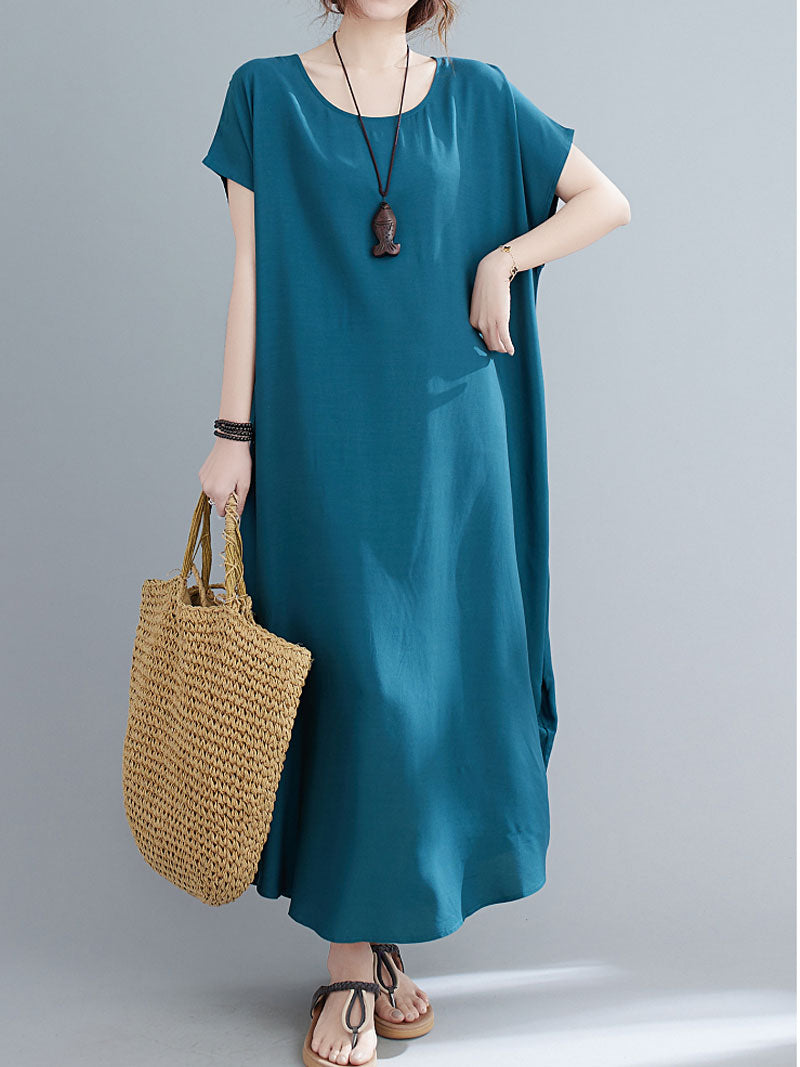 Square Neck Cap Sleeve Rib Knit Midi Dress