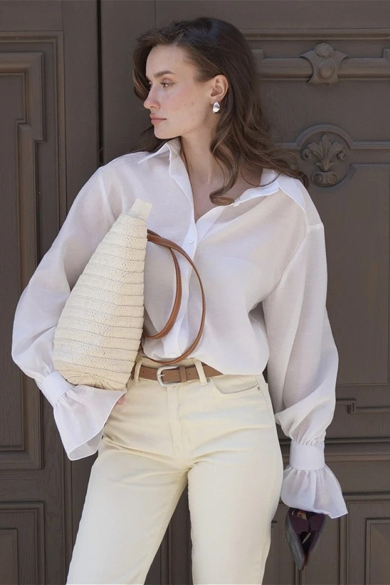 Tencel Button Up Long Sleeve Blouse