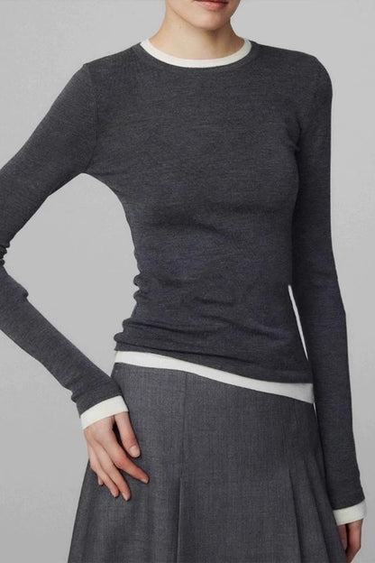 Color Block Multi Collar Knit Top