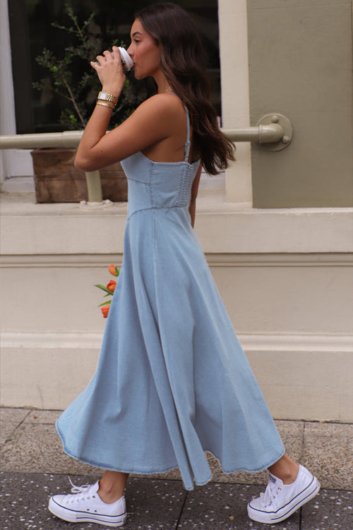 Tiered Scoop Neck A-Line Maxi Dress