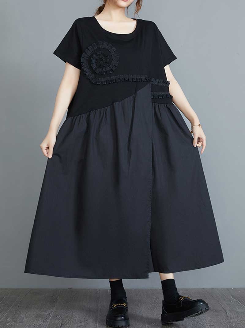 Square Neck Lace Trim Tiered Ruffle Midi Dress