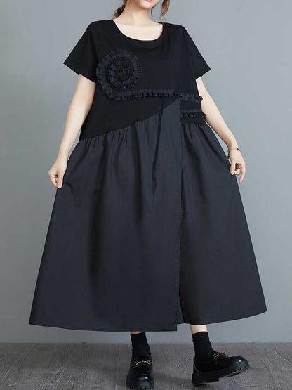 Square Neck Lace Trim Tiered Ruffle Midi Dress