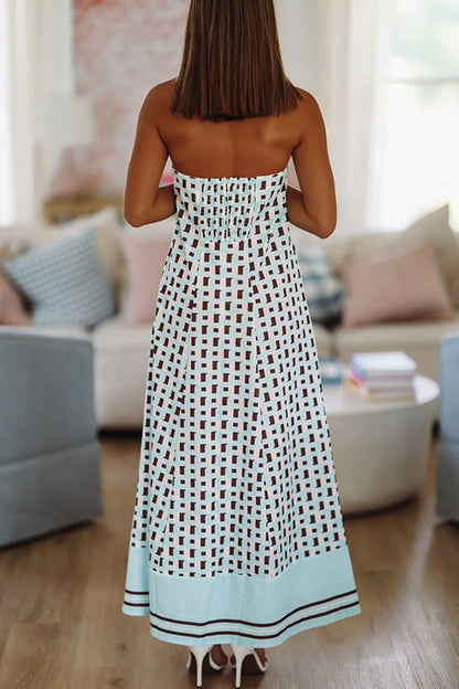 Strapless Color Block Loose Fit Maxi Dress