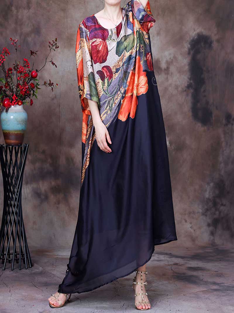 Spaghetti Strap Abstract Print Maxi Dress