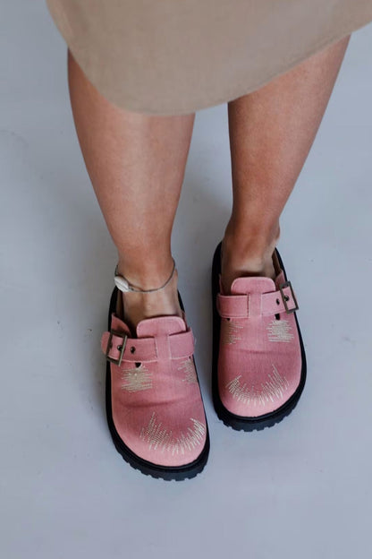 Distressed Denim Closed-toe Slip-on Flat