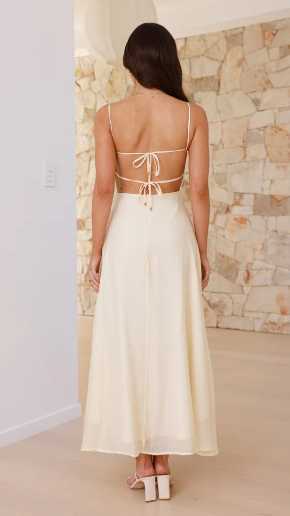 Spaghetti Strap Ruched Corset Bodice Tiered Maxi Dress