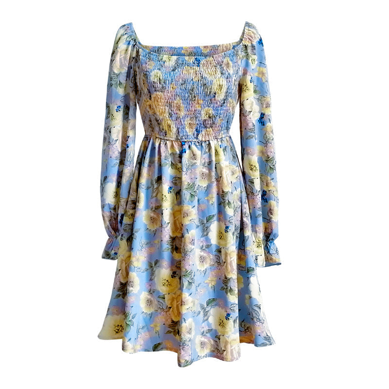 Leaf Print Sleeveless Midi Dress