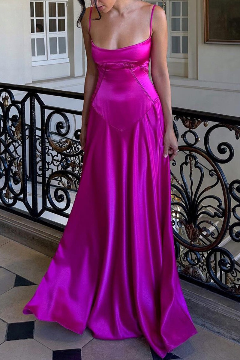 Sexy Cami Slim Fit Back Tie Long Prom Dress